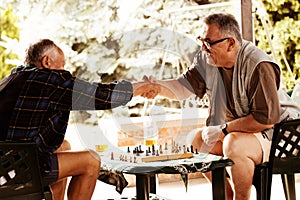 Senior friends playing chess