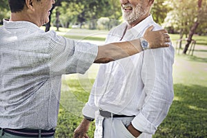 Senior Friends Retirement Talking Laughing Concept