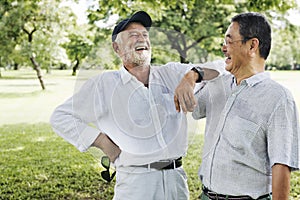 Senior Friends Retirement Talking Laughing Concept