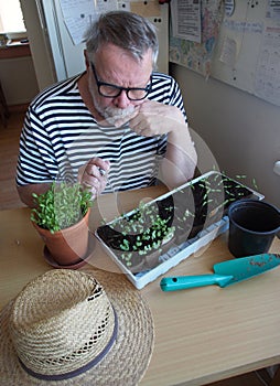 Senior gardener waiting for quarantine