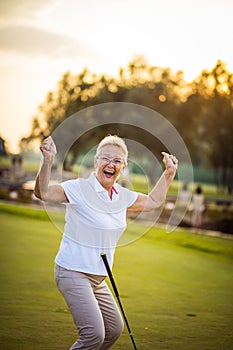 The senior golfer rejoiced at his victory