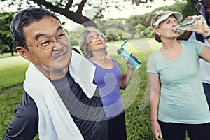 Senior Group Friends Exercise Relax Concept