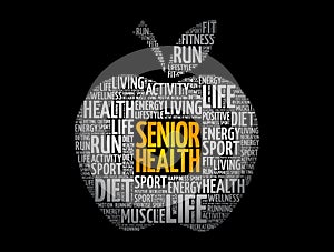 Senior health apple word cloud, health concept