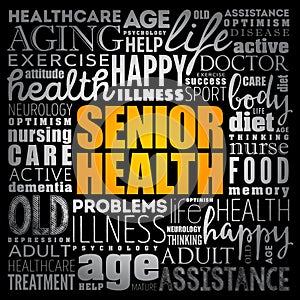 Senior health word cloud collage