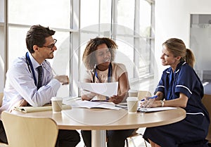 Senior healthcare consultation in a meeting room, close up