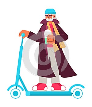 Senior hipster achieving healthy aging semi flat colorful vector character