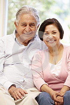 Senior Hispanic couple at home