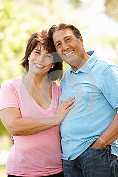 Senior Hispanic couple outdoors