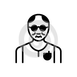 Black solid icon for Senior, elder and age