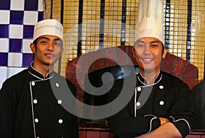 Senior and junior chef