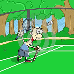 Senior keep playing badminton