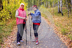 Senior ladies nordic walking