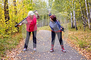 Senior ladies nordic walking