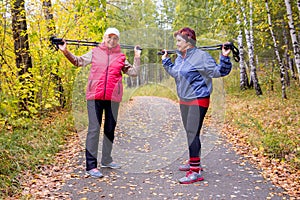 Senior ladies nordic walking