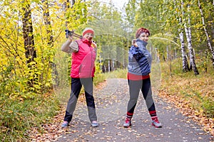 Senior ladies nordic walking