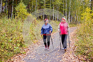 Senior ladies nordic walking