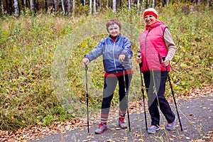 Senior ladies nordic walking