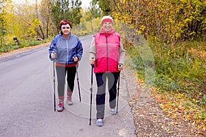 Senior ladies nordic walking