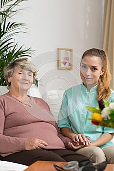 Senior lady with her carer