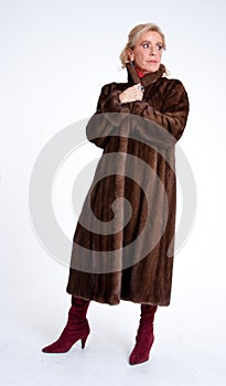 Senior lady with mink coat c