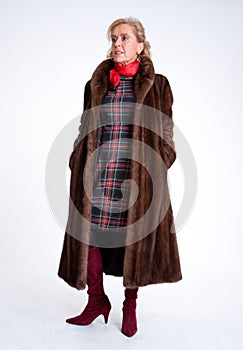 Senior lady with mink coat e