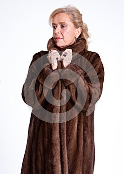 Senior lady with mink coat g