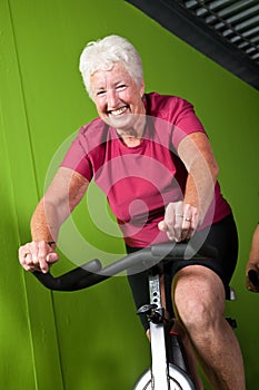 Senior lady spinning