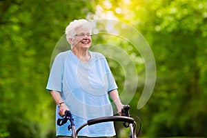 Senior lady with a walker