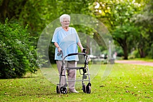 Senior lady with a walker