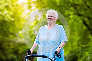 Senior lady with a walker