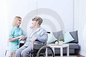 Senior lady on wheelchair