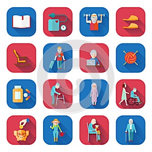 Senior Lifestyle Flat Icons