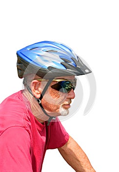 Senior male bicyclist