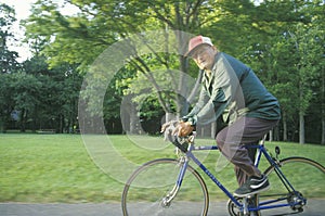 Senior male citizen bicycling