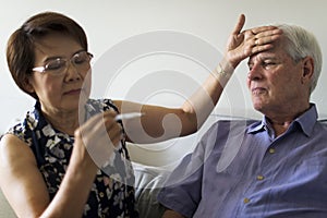 Senior Man Adult Sick Fever photo