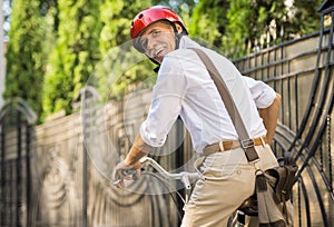 Senior man with bicycle