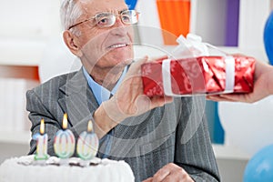 Senior man celebrating birthday