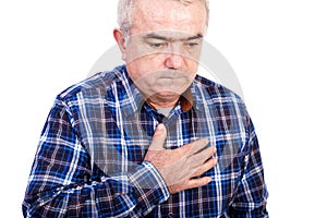 Senior man with chest pain