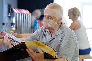 senior man coffee shop concept