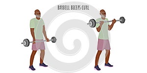 Senior man doing barbell biceps curl exercise