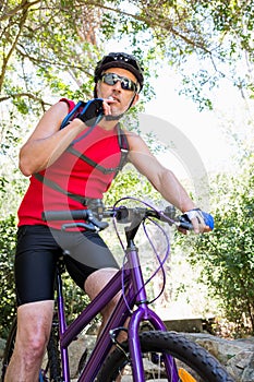 senior man is doing bicycle