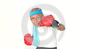 Senior man doing boxing exercise