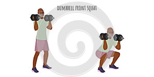 Senior man doing dumbbell front squat exercise