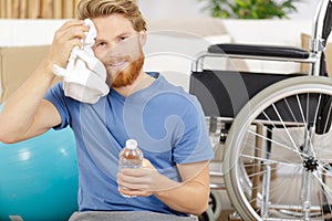 senior man doing exercise at home