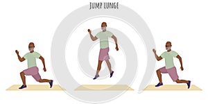 Senior man doing jump lunge exercise