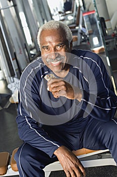 Senior Man Eating Healthy Snack