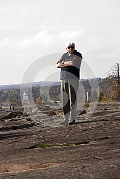 Senior man enjoying scenery