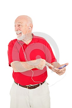 Senior Man Excited About MP3 Player