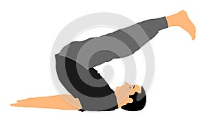 Senior man exercises yoga. Yoga pose . Active boy in gym stretching and worming up. Health care activity.