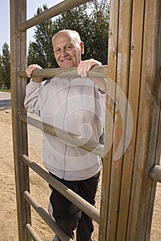 Senior man exercising